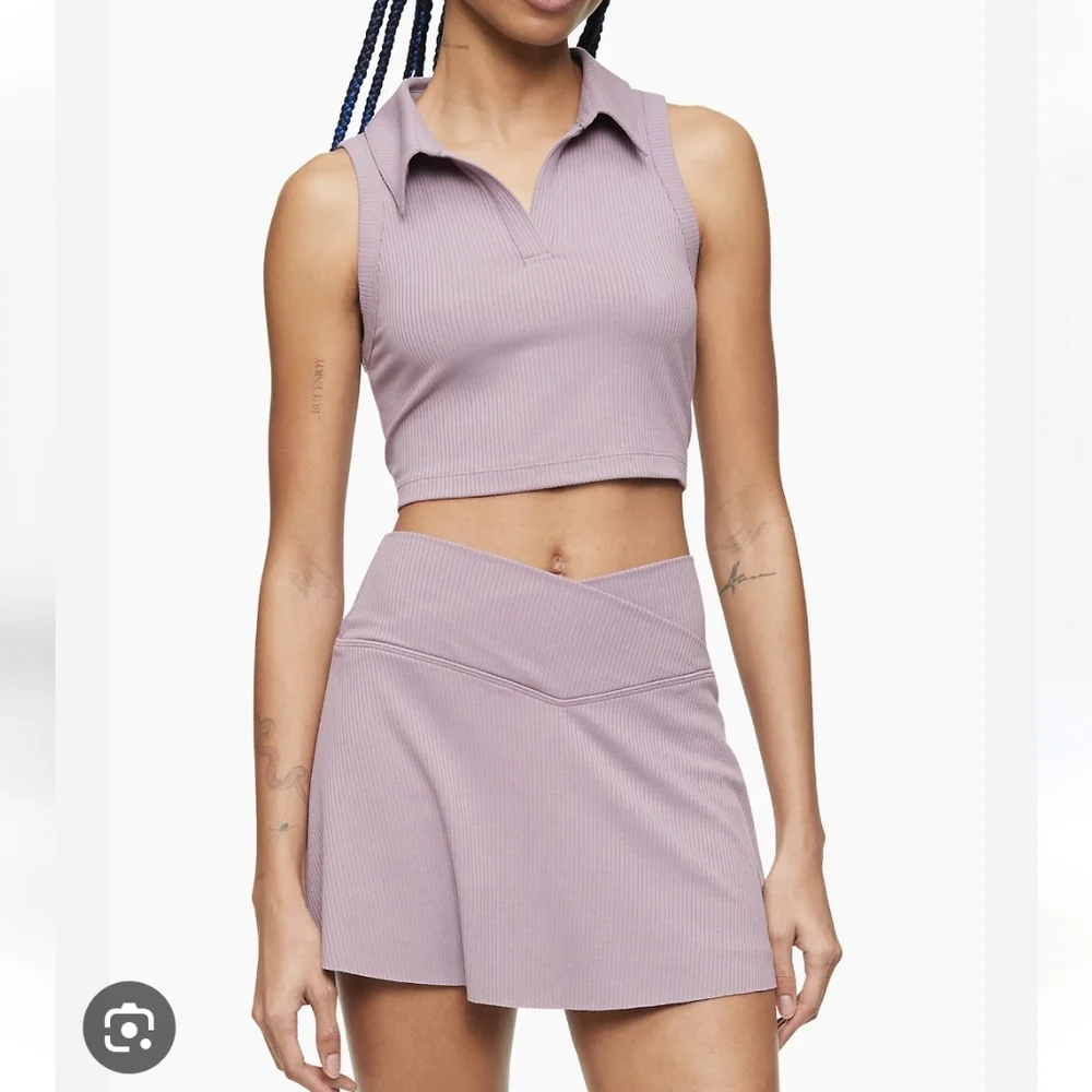 CALVIN KLEIN Performance Lifestyle rib knit collared cropped tank top - Picture 4 of 4